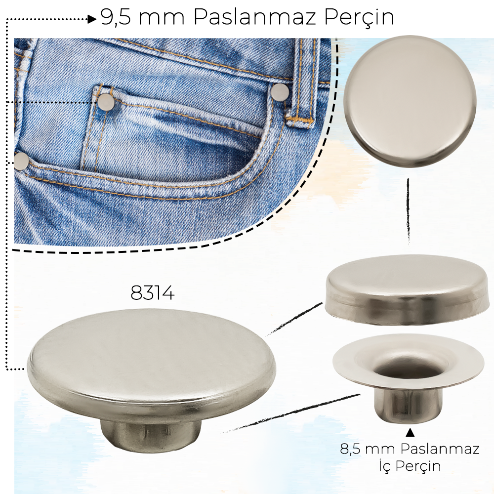 Yeni Üretim - 9,5 mm Paslanmaz Perçin