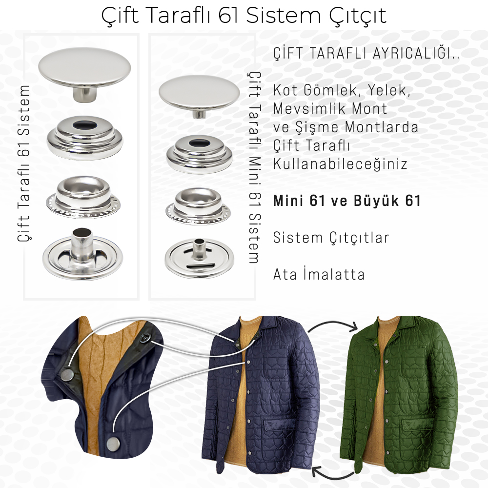 Yeni Üretim - Çift Taraflı 61 Sistem Çıtçıt