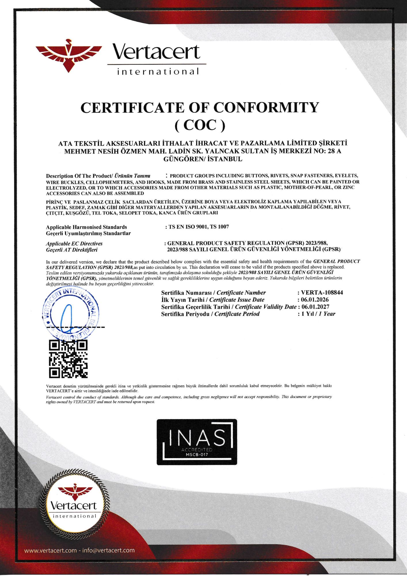 COC Uygunluk Sertifikası